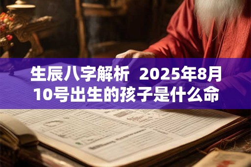 详细阅读:生辰八字解析 2025年8月10号出生的孩子是什么命 生辰八字解析 2025年8月10号出生的孩子是什么命