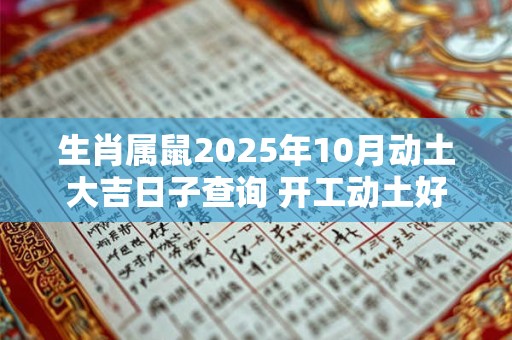 生肖属鼠2025年10月动土大吉日子查询 开工动土好日子