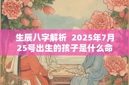 生辰八字解析  2025年7月25号出生的孩子是什么命