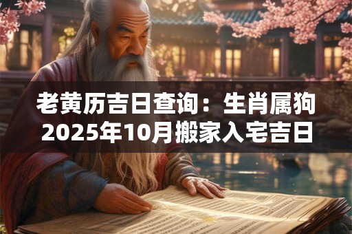 老黄历吉日查询：生肖属狗2025年10月搬家入宅吉日吉时查询
