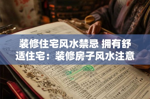 详细阅读:装修住宅风水禁忌 拥有舒适住宅:装修房子风水注意事项 装修住宅风水禁忌 拥有舒适住宅:装修房子风水注意事项