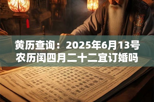 黄历查询：2025年6月13号农历闰四月二十二宜订婚吗