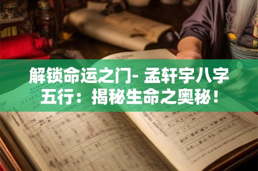 解锁命运之门- 孟轩宇八字五行：揭秘生命之奥秘！