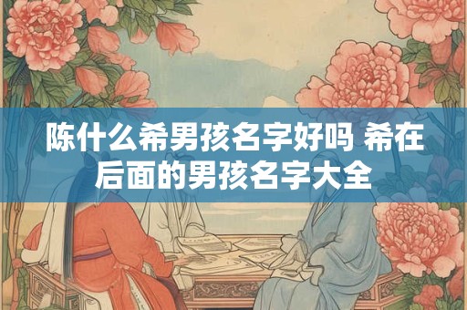 陈什么希男孩名字好吗 希在后面的男孩名字大全