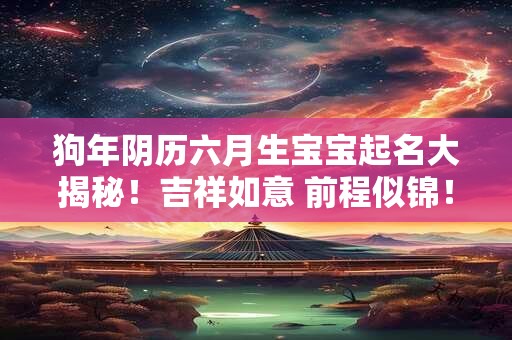 狗年阴历六月生宝宝起名大揭秘！吉祥如意 前程似锦！