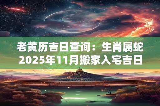 老黄历吉日查询:生肖属蛇2025年11月搬家入宅吉日吉时查询 老黄历吉日查询:生肖属蛇2025年11月搬家入宅吉日吉时查询