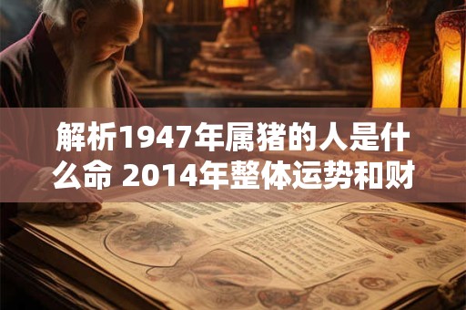 解析1947年属猪的人是什么命 2014年整体运势和财运如何