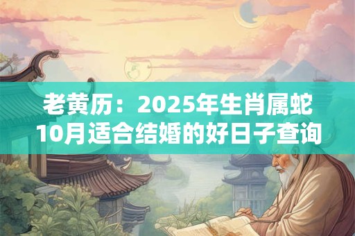老黄历:2025年生肖属蛇10月适合结婚的好日子查询 老黄历:2025年生肖属蛇10月适合结婚的好日子查询