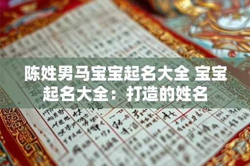 陈姓男马宝宝起名大全 宝宝起名大全：打造的姓名