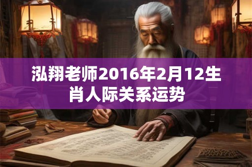 泓翔老师2016年2月12生肖人际关系运势