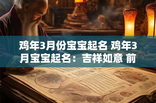 鸡年3月份宝宝起名 鸡年3月宝宝起名:吉祥如意 前程似锦 鸡年3月份宝宝起名 鸡年3月宝宝起名:吉祥如意 前程似锦