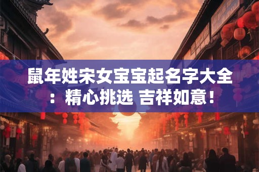 鼠年姓宋女宝宝起名字大全:精心挑选 吉祥如意! 鼠年姓宋女宝宝起名字大全:精心挑选 吉祥如意!
