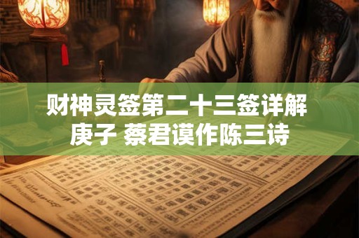 财神灵签第二十三签详解 庚子 蔡君谟作陈三诗