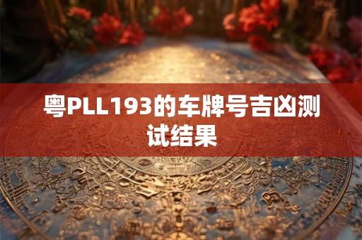 粤PLL193的车牌号吉凶测试结果