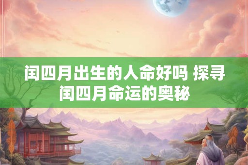 闰四月出生的人命好吗 探寻闰四月命运的奥秘