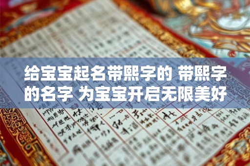 给宝宝起名带熙字的 带熙字的名字 为宝宝开启无限美好 给宝宝起名带熙字的 带熙字的名字 为宝宝开启无限美好