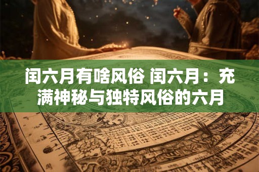 闰六月有啥风俗 闰六月：充满神秘与独特风俗的六月