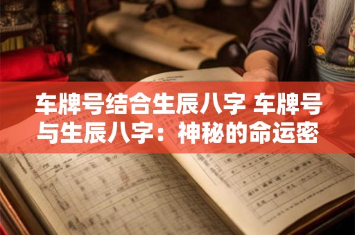 车牌号结合生辰八字 车牌号与生辰八字：神秘的命运密码