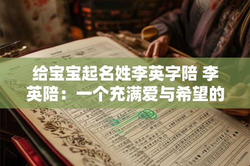 给宝宝起名姓李英字陪 李英陪：一个充满爱与希望的名字