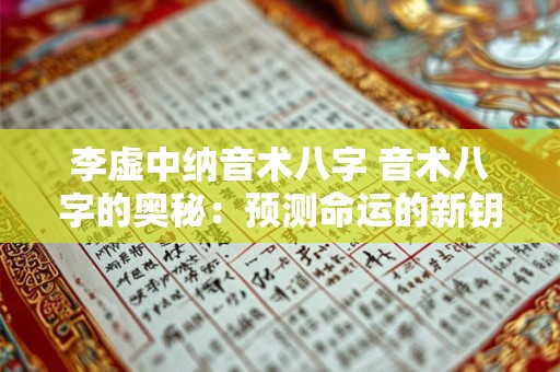 李虚中纳音术八字 音术八字的奥秘:预测命运的新钥匙 李虚中纳音术八字 音术八字的奥秘:预测命运的新钥匙