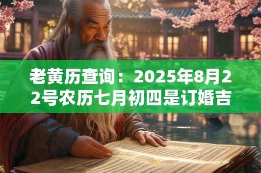 老黄历查询：2025年8月22号农历七月初四是订婚吉日吗