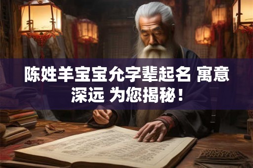 陈姓羊宝宝允字辈起名 寓意深远 为您揭秘！