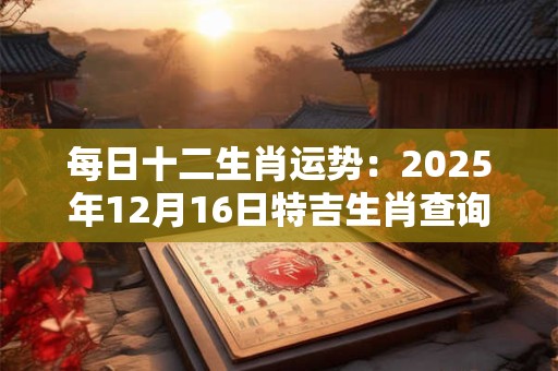 每日十二生肖运势：2025年12月16日特吉生肖查询