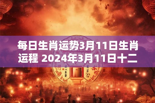 详细阅读:每日生肖运势3月11日生肖运程 2024年3月11日十二生肖运势 每日生肖运势3月11日生肖运程 2024年3月11日十二生肖运势