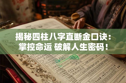 揭秘四柱八字直断金口诀:掌控命运 破解人生密码! 揭秘四柱八字直断金口诀:掌控命运 破解人生密码!