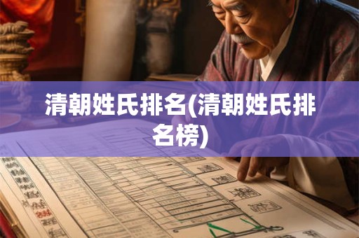 清朝姓氏排名(清朝姓氏排名榜)