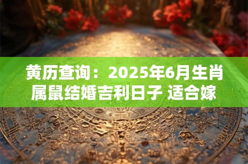 黄历查询：2025年6月生肖属鼠结婚吉利日子 适合嫁娶的吉日