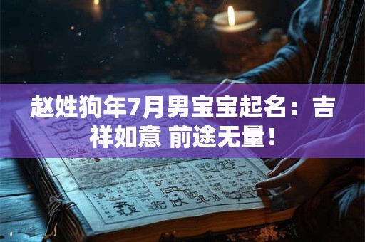 赵姓狗年7月男宝宝起名：吉祥如意 前途无量！
