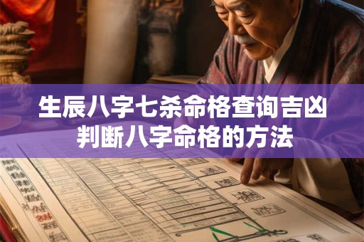 生辰八字七杀命格查询吉凶 判断八字命格的方法