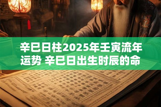 辛巳日柱2025年壬寅流年运势 辛巳日出生时辰的命运