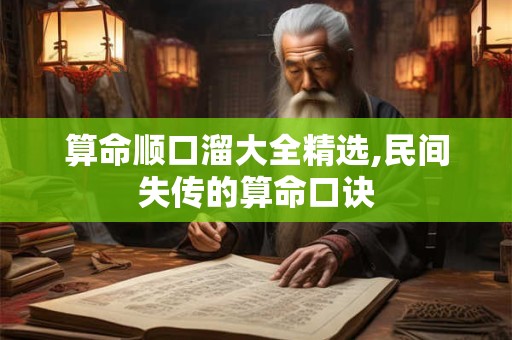 算命顺口溜大全精选,民间失传的算命口诀