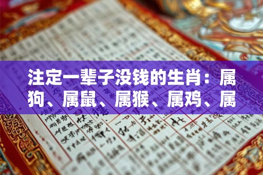 注定一辈子没钱的生肖：属狗、属鼠、属猴、属鸡、属蛇