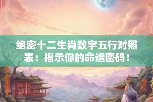 绝密十二生肖数字五行对照表：揭示你的命运密码！