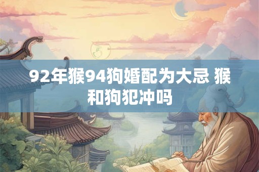92年猴94狗婚配为大忌 猴和狗犯冲吗