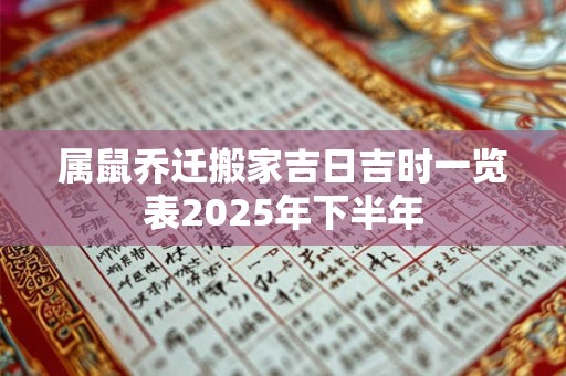 属鼠乔迁搬家吉日吉时一览表2025年下半年 属鼠乔迁搬家吉日吉时一览表2025年下半年