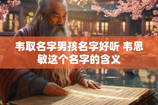 韦取名字男孩名字好听 韦思敏这个名字的含义