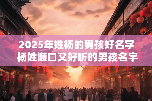 2025年姓杨的男孩好名字 杨姓顺口又好听的男孩名字