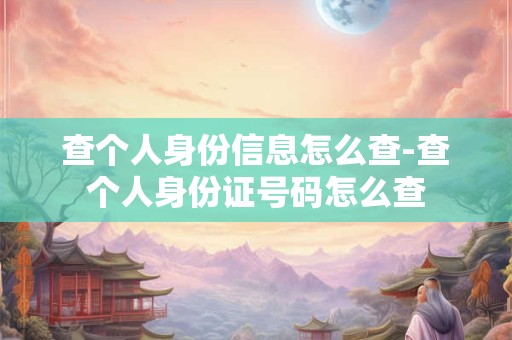 查个人身份信息怎么查-查个人身份证号码怎么查