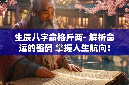 生辰八字命格斤两- 解析命运的密码 掌握人生航向! 生辰八字命格斤两- 解析命运的密码 掌握人生航向!