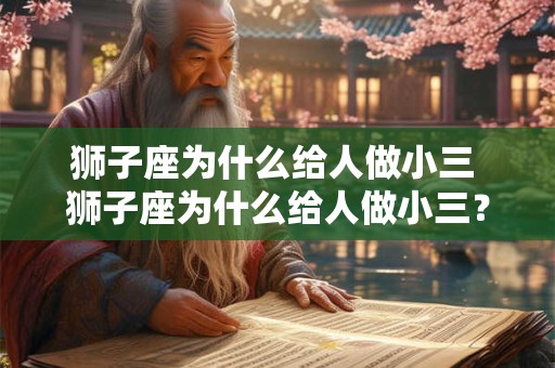 狮子座为什么给人做小三 狮子座为什么给人做小三？