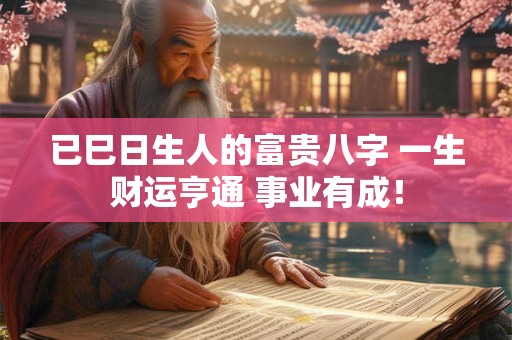 已巳日生人的富贵八字 一生财运亨通 事业有成！