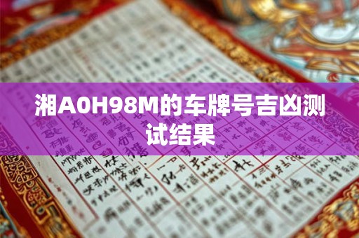 湘A0H98M的车牌号吉凶测试结果