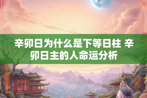 辛卯日为什么是下等日柱 辛卯日主的人命运分析