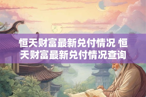 恒天财富最新兑付情况 恒天财富最新兑付情况查询