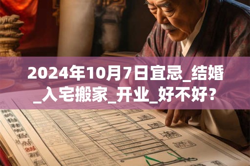 2024年10月7日宜忌_结婚_入宅搬家_开业_好不好？