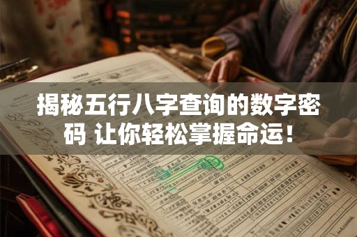 揭秘五行八字查询的数字密码 让你轻松掌握命运! 揭秘五行八字查询的数字密码 让你轻松掌握命运!